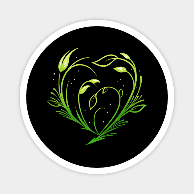 Green Plants Forming Heart - Vegetarian Go Vegan Magnet by SinBle